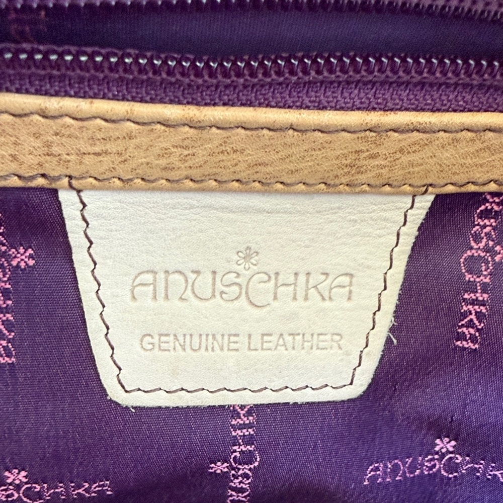 Anuschka Purple Leather Tote with Tan Trim - Picture 2 of 15